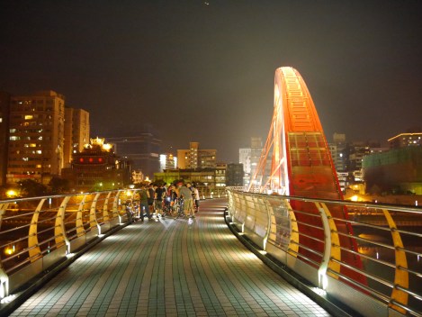 Taiwan Rainbow Bridge Keelung River 2 Night Time Scenery